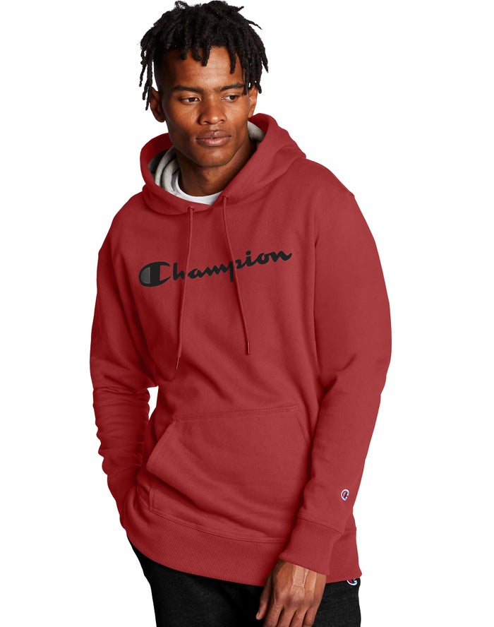 Champion Hoodie Heren - Rood - Powerblend Script Logo ( 209675-TZB )